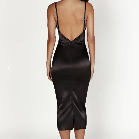 Meshki Black Satin Midi Dress - Picture 12 of 16